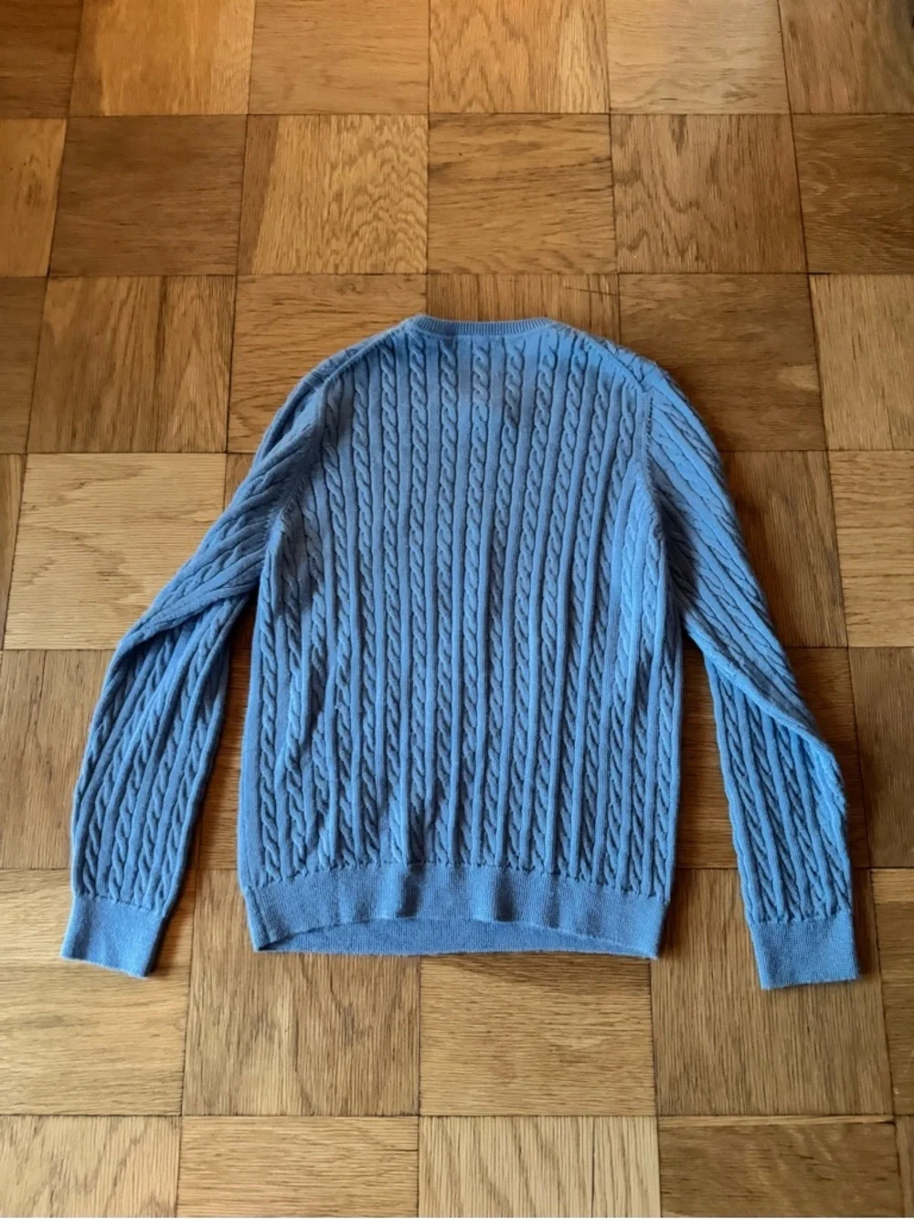 SOL Super Baby Alpaca Cable Knit Sweater Light Blue Made In Peru Mens Large